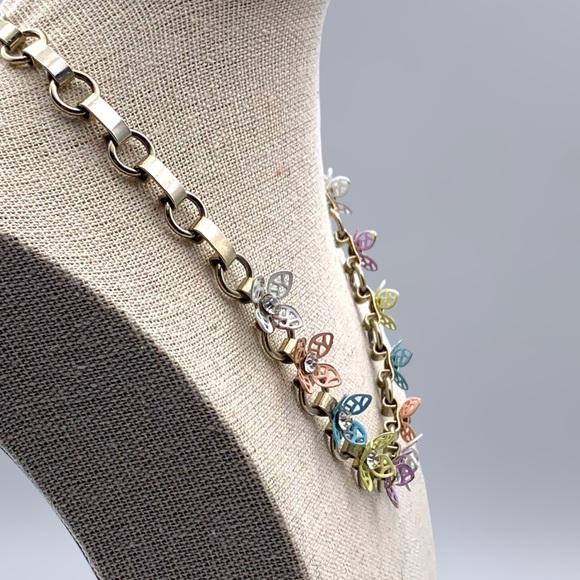 Vintage 50s Pastel Filigree Floral Necklace and Earring  Set - Picture 4 of 16